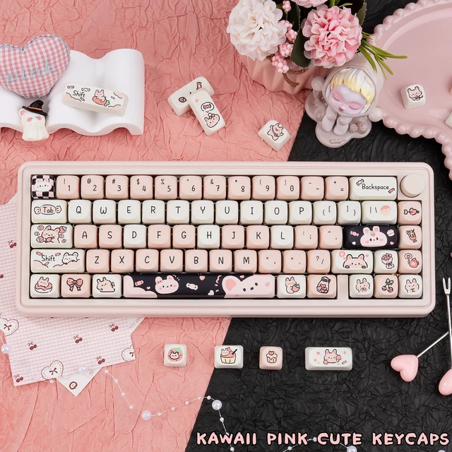 Alt view image 4 of 5 - ZERRIOY Kawaii Pink Cute Rabbit 130 Keys PBT Dye-Sublimation Keycaps