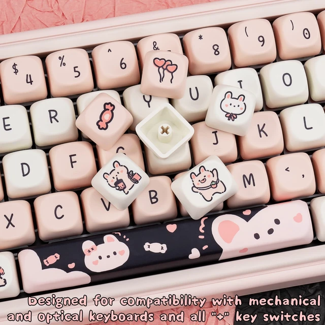 Alt view image 5 of 5 - ZERRIOY Kawaii Pink Cute Rabbit 130 Keys PBT Dye-Sublimation Keycaps
