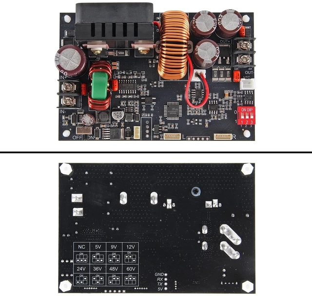 Alt view image 4 of 5 - DC Buck Converter with Meter 6-70V to 0-60V 20A 1200W Adjustable Power Supply Fixed 5V 9V 12V 24V 36V 48V 60V Output CNC Voltage Regulator Step Down Module