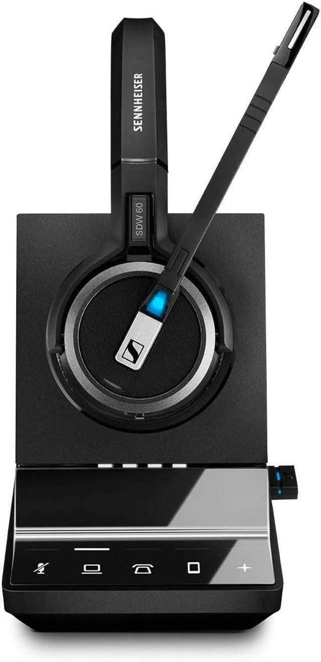 Alt view image 2 of 5 - Sennheiserr SDW 5066 (507024) Double-Sided (Binaural) Wireless Headset for Desk Phone Softphone/PC & Mobile Phone, Dual Microphone Ultra Noise Cancelling, Black
