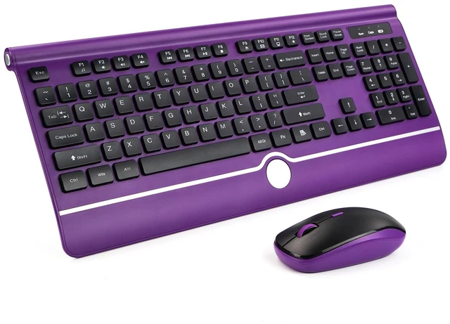 Main image of Wireless Keyboard and Mouse Combo, Purple Keyboard and Mouse with Wrist Rest, 2.4G Silent Cordless Full-Size Keyboard Mouse Combo for Windows Computers Desktop, Laptop, PC