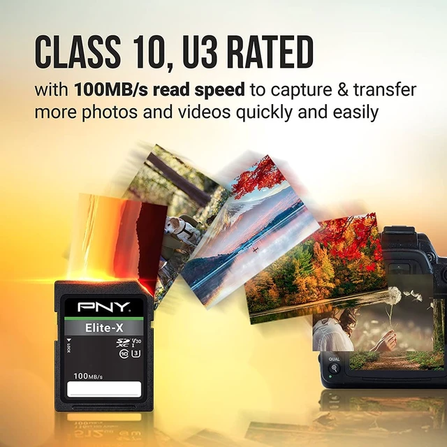 Alt view image 3 of 5 - PNY 64GB Elite-X C10 U3 V30 SDXC Flash Memory Card 3-Pack, UHS-I, 4K UHD