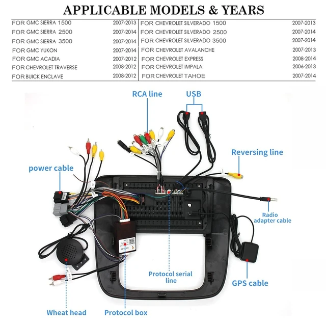 Alt view image 5 of 5 - Radio for Chevy Chevrolet Silverado Impala Tahoe GMC Acadia Sierra Yukon Android Stereo 2006 2007 2008 2009 2010 2011 2012 2013 2014 Accessories 10.5inch 1600 * 720 Screen Build in Wireless car
