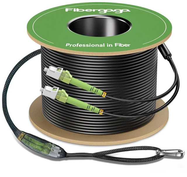 Main image of FibergagaOutdoor LC to LC OM5 Fiber Patch Cable Multimode TPU, 50M(165ft)