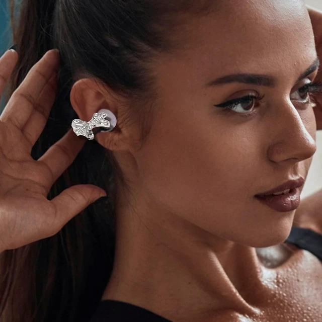 Alt view image 3 of 5 - Dpofirs Clip On Earbuds, Jewelry Inspired Bluetooth Wireless Open Ear Headphones, with Butterfly Earrings, Lightweight Clip Earring Earphones, for Women Sports Workouts