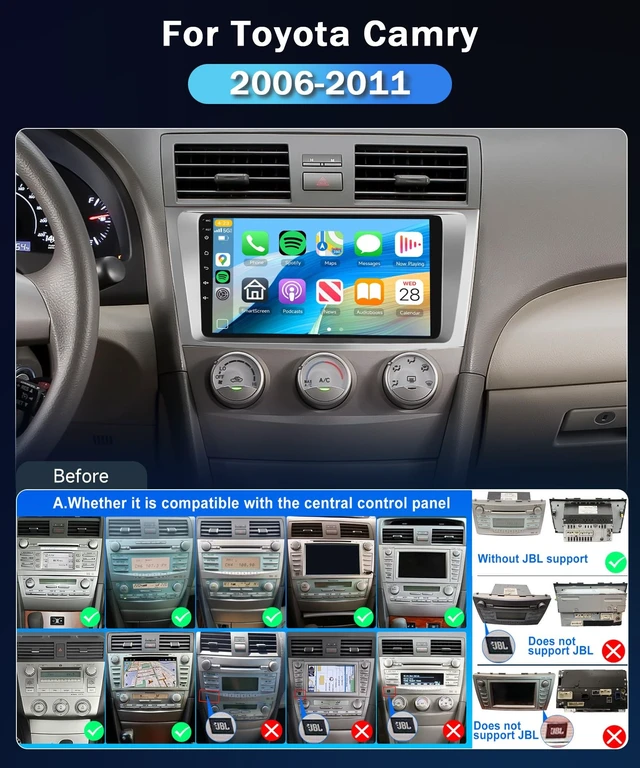 Alt view image 2 of 5 - Qualcomm 8Core 4+64G Car Stereo for Toyota Camry 2006-2011