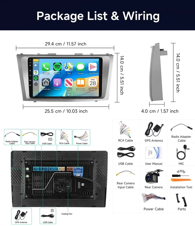 Alt view image 5 of 5 - Qualcomm 8Core 4+64G Car Stereo for Toyota Camry 2006-2011
