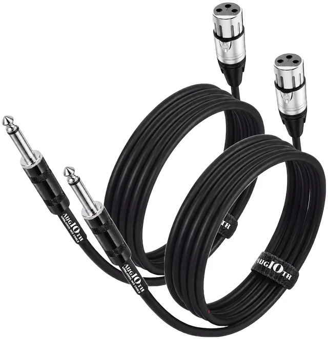Main image of Augioth XLR Female to 1/4 (6.35mm) TS Mono Cable 20 ft 6 Meter 2 Pack