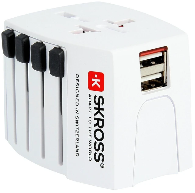 Main image of Skross MUV USB World Travel Adapter 2-pole Adapter and USB Charger 2.4A, POS Box 1.302157-2, White