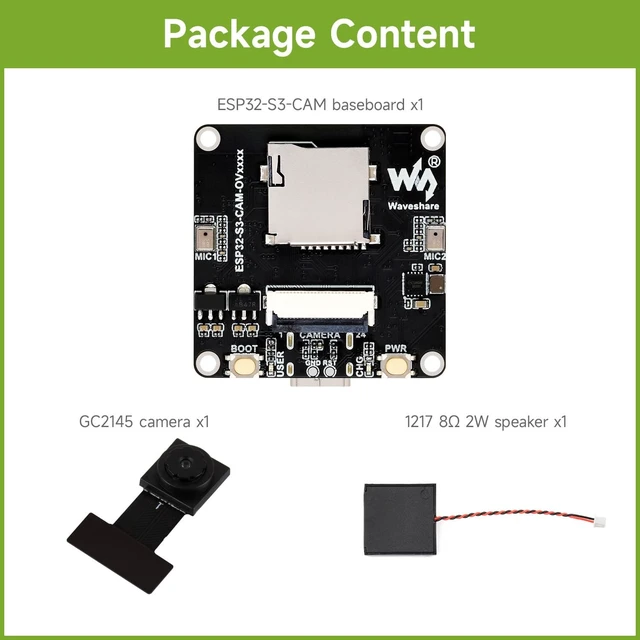 Alt view image 2 of 5 - Waveshare ESP32-S3 AIoT Camera Development Board, Integrated Audio Input and Output Module, Supports Connecting External Display, Image Capture & Recognition and AI Speech Interaction Support, GC2145