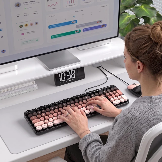 Alt view image 5 of 5 - Dilter Wired Keyboard and Mouse Combo, Typewriter Keyboard with Full-Size, Cute Cat Shaped Mouse, USB Plug and Play for Windows 7/8/10/11, Computer, PC, Laptop, Desktop