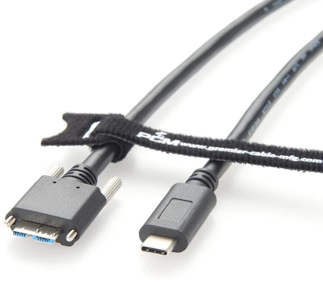 Alt view image 2 of 5 - Plinkwirekb Screw Locking Panel Mount USB C to Micro USB 3.0 Cable USB3.1 Gen2.2 Type C to Micro B Cord for Machine Vision Industrial Camera Hard Disk Image Transmission (3M/10FT)