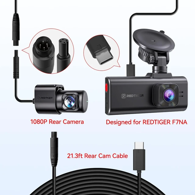 Alt view image 2 of 3 - REDTIGER F7NA 4K Rear Camera and Cable Kit, Original Backup Dash Cam with USB-C to 4-Pin Rear Wire