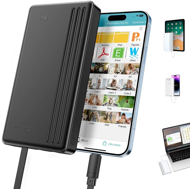 Main image of ySky MFi Certified 500G Portable External Hard Drive for iPhone iPad MacBook Windows Computer USB C Android Phones to Backup,Photo Stick for iPhone17/16/15/14/13((one Click Backup)