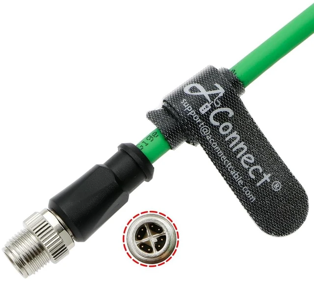 Alt view image 2 of 3 - AConnect M12-X-Code Ethernet-Cable for Cognex in Sight Industrial Camera M12 8 Pin Male X Code to RJ45 Shielded Cat6ae Ethernet Cable 3M (Green)