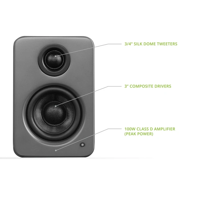 Alt view image 2 of 5 - Kanto YU2MG PC Gaming Desktop Speakers ^^ 3" Composite Drivers ^^ 3/4" Silk Dome Tweeter ^^ Class D Amplifier ^^ 100 Watts ^^ Built-in USB DAC ^^ Subwoofer Output ^^ Pair ^^ Matte Grey