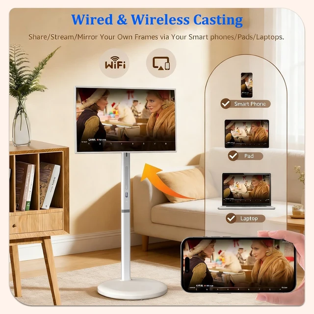 Alt view image 4 of 5 - SynPotok 27" Smart Portable TV, FHD Android 13 OS Rotatable Touch Screen