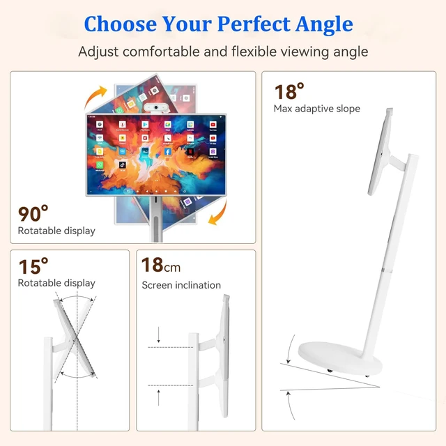 Alt view image 3 of 5 - SynPotok 27" Smart Portable TV, FHD Android 13 OS Rotatable Touch Screen