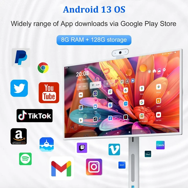 Alt view image 2 of 5 - SynPotok 27" Smart Portable TV, FHD Android 13 OS Rotatable Touch Screen