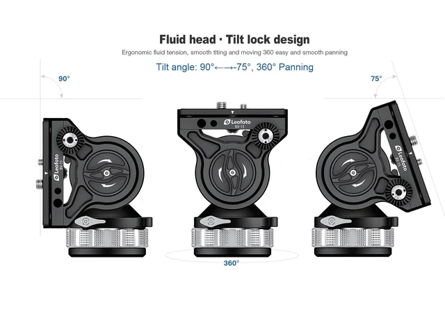 Alt view image 2 of 4 - Leofoto BV-15L Fluid Video Tripod Head, Lever-Release Clamp, 22 lb Max Load