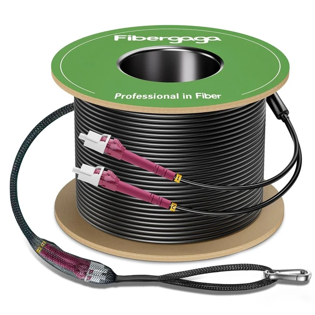 Main image of FibergagaOutdoor LC to LC OM4 Fiber Patch Cable Multimode TPU, 300M(1000ft)