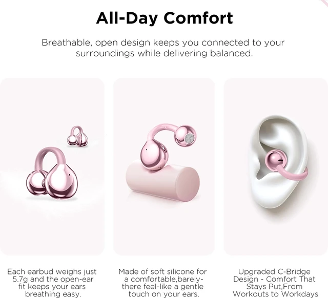 Alt view image 5 of 5 - YUEHEMEI Clip on Open Ear Wireless Earbuds with Butterfly Earrings