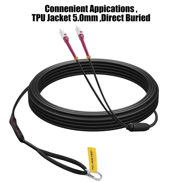 Alt view image 5 of 5 - FibergagaOutdoor LC to LC OM4 Fiber Patch Cable Multimode TPU, 300M(1000ft)