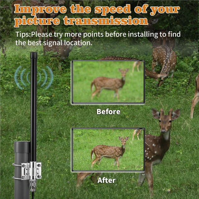 Alt view image 5 of 5 - 10dBi Outdoor 4G LTE Long Range Cellular Trail Camera Antenna with 16.4ft Cable for Spypoint LM2 Flex Link Micro Link EVO Stealth Cam Tactacam Reveal X PRO Gen Series Muddy Reolink Trail Camera