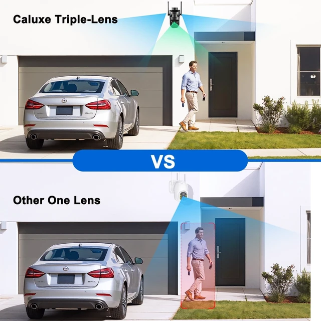 Alt view image 4 of 5 - 6MP Triple Lens Security Camera Outdoor,24/7 Recording Home Security Camera