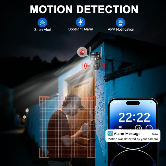 Alt view image 5 of 5 - 6MP Triple Lens Security Camera Outdoor,24/7 Recording Home Security Camera