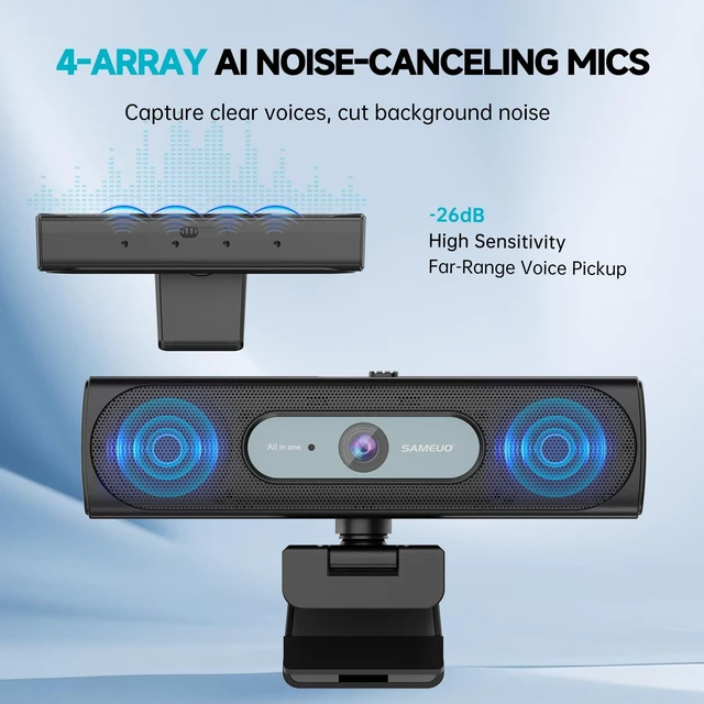 Alt view image 3 of 5 - Sameuo G55 2K Webcam with Dual Speakers & Microphone for PC Laptop