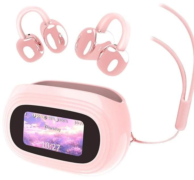 Main image of LavChic A82 Clip-On Open Ear Earbuds, Wireless Bluetooth Headphones, Pink
