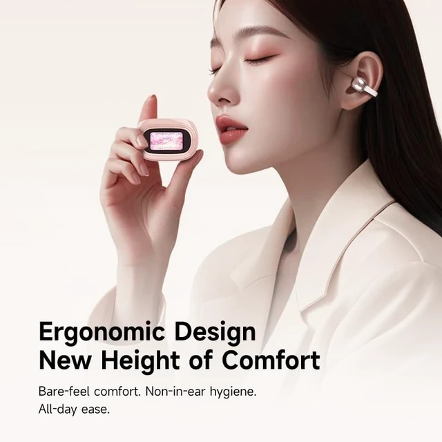 Alt view image 2 of 5 - LavChic A82 Clip-On Open Ear Earbuds, Wireless Bluetooth Headphones, Pink