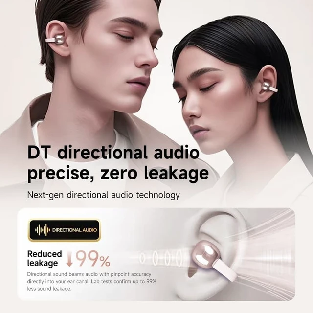Alt view image 5 of 5 - LavChic A82 Clip-On Open Ear Earbuds, Wireless Bluetooth Headphones, Pink