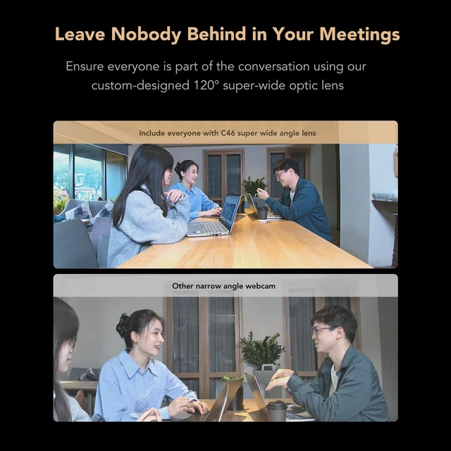 Alt view image 3 of 5 - NUROUM C46 4K Video Conference Webcam with Mic, AI-Powered Auto Framing