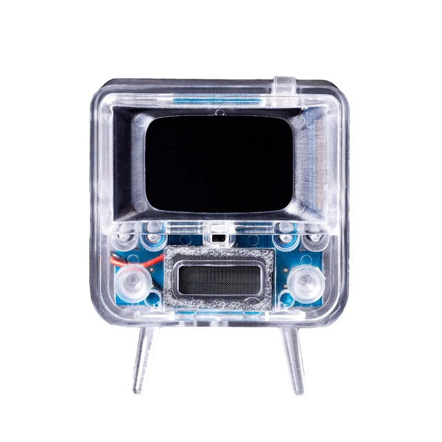 Alt view image 2 of 5 - TinyCircuits TinyTV 2 Portable Retro Mini TV 1.14 IPS Screen, Preloaded & Uploadable Videos, USB-C Rechargeable, Knob Controls + Tiny Remote (Clear)