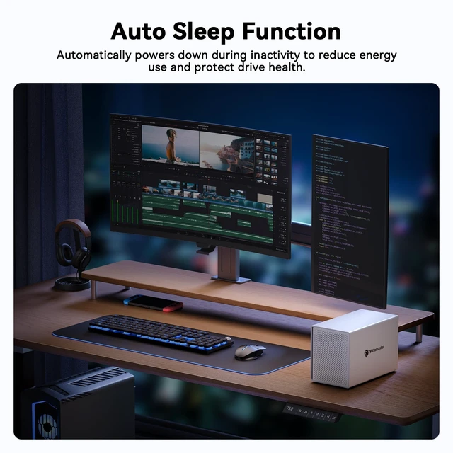 Alt view image 4 of 5 - Yottamaster 5 Bay RAID Hard Drive Enclosure USB C, Aluminum RAID Enclosure for 3.5 & 2.5 Inch SATA HDD/SSD, Support 110TB(5x22TB) Direct Attached Storage DAS RAID1/5/10/JBOD/CLONE - PS500RC3
