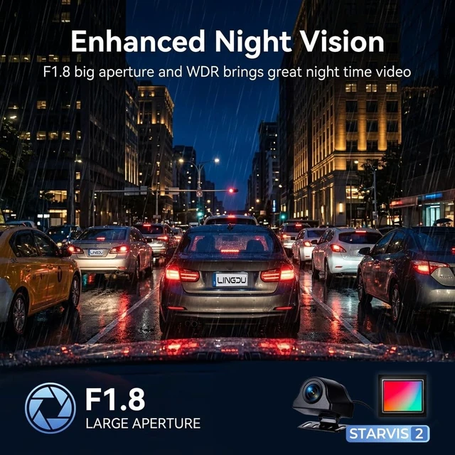 Alt view image 4 of 5 - LD4K Max Mirror Dash Cam with 4K Front and 2.5K Rear Camera, STARVIS 2 Sensor, with ADAS BSD LCA Smart Mode, GPS, G-Sensor, Loop Recording, Parking Monitor, Voice Control, 5.8GHz WiFi,128GB Card