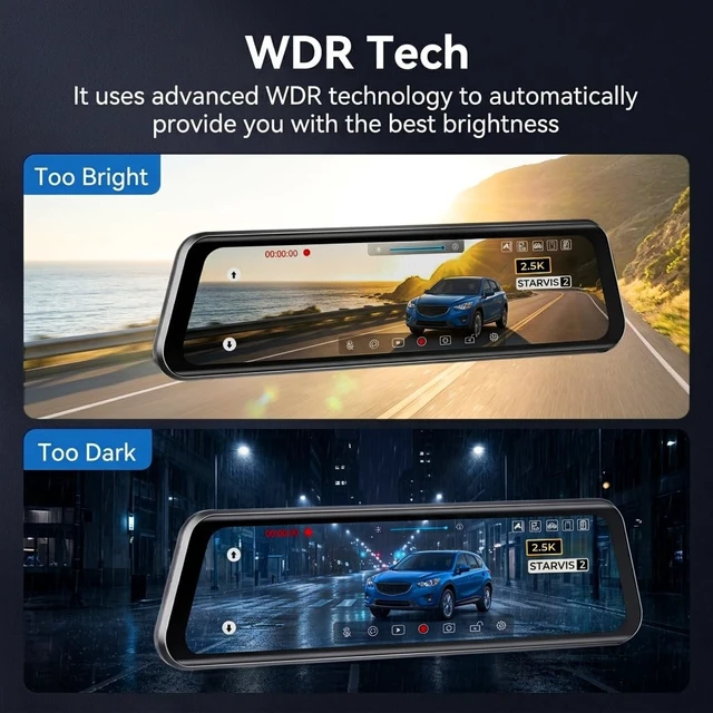 Alt view image 5 of 5 - LD4K Max Mirror Dash Cam with 4K Front and 2.5K Rear Camera, STARVIS 2 Sensor, with ADAS BSD LCA Smart Mode, GPS, G-Sensor, Loop Recording, Parking Monitor, Voice Control, 5.8GHz WiFi,128GB Card