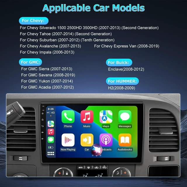 Alt view image 2 of 5 - Car Radio for Chevy Silverado GMC Sierra 2007 2008 2009 2010 2011 2012 2013