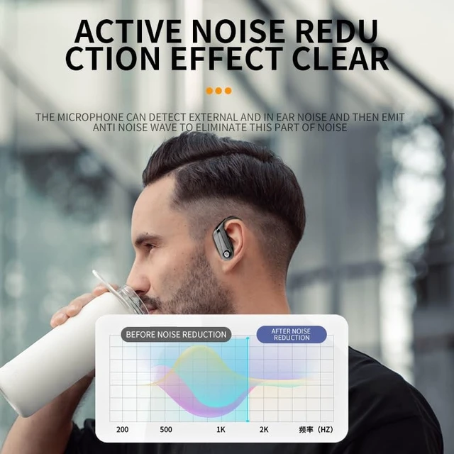 Alt view image 2 of 5 - QYNIQIAN Bluetooth Headphones Wireless Earbuds 20Hrs Playback in Ear Buds Power Display with ENC Noise Canceling Mic, Last Long,Over-Ear Stereo Bass Earphones with Earhooks for Sports/Workout/R