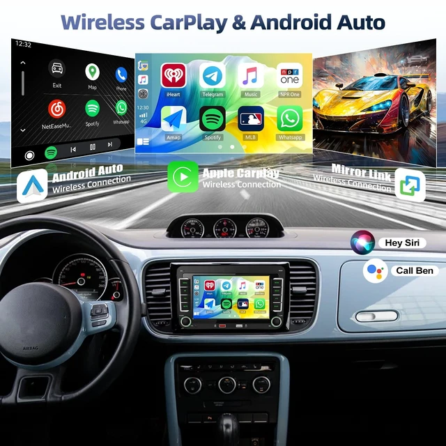 Alt view image 4 of 5 - Car Stereo for Volkswagen VW Beetle 2012-2015 with Wireless Apple CarPlay Android Auto, 7" HD Touchscreen Car Radio with Bluetooth, Backup Camera, FM AM RDS, Mirror Link, EQ/USB, Remote Control