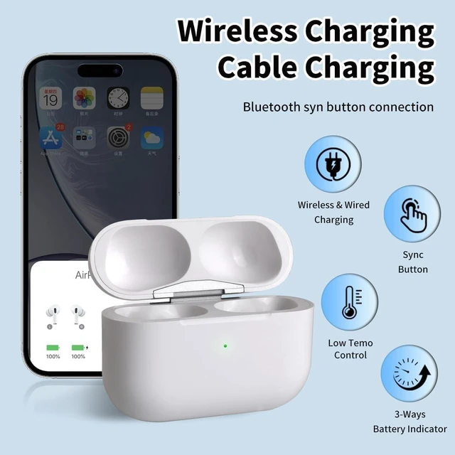 Alt view image 3 of 5 - Wireless Charging Case Replacement Compatible with AirPods Pro 1st & 2nd Generation,(USB-C) (Earbuds Not lncluded) (White)