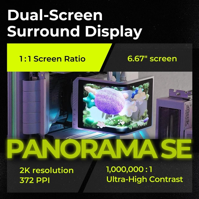 Alt view image 3 of 5 - TRYX Panorama SE 360mm AIO White Curved Screen GIPHY Built-in Asetek 280w