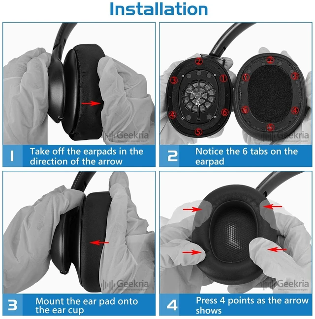 Alt view image 5 of 5 - Geekria Replacement Ear Pads for JBL Everest 750/ Everest 750NC Over-Ear Wireless Headphones Ear Cushions, Repair Parts (Black)