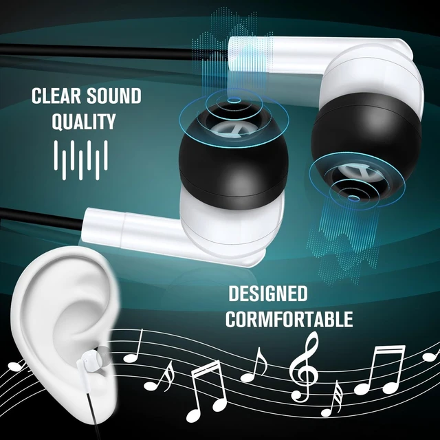Alt view image 3 of 5 - Konohan 60 Pack Wired Earbuds Bulk with 3.5mm Jack, Bright