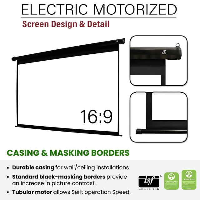 Alt view image 4 of 5 - Akia Screens 125-Inch Motorized Projector Screen, 16:9, Electric Drop Down with Remote, Wall or Ceiling Mount, 4K/8K Ready, AK-MOTORIZE125H2.