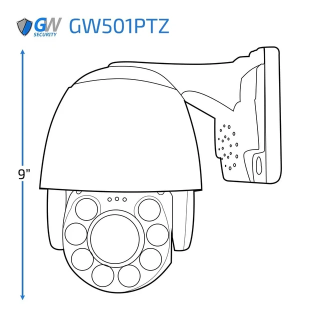 Alt view image 3 of 3 - GW Security 5MP Pan Tilt Zoom 2-Way Audio IP PoE 5X Optical Zoom Starlight Outdoor Indoor Security Speed PoE Dome PTZ Camera with 260ft IR Night Vision (GW501PTZ)