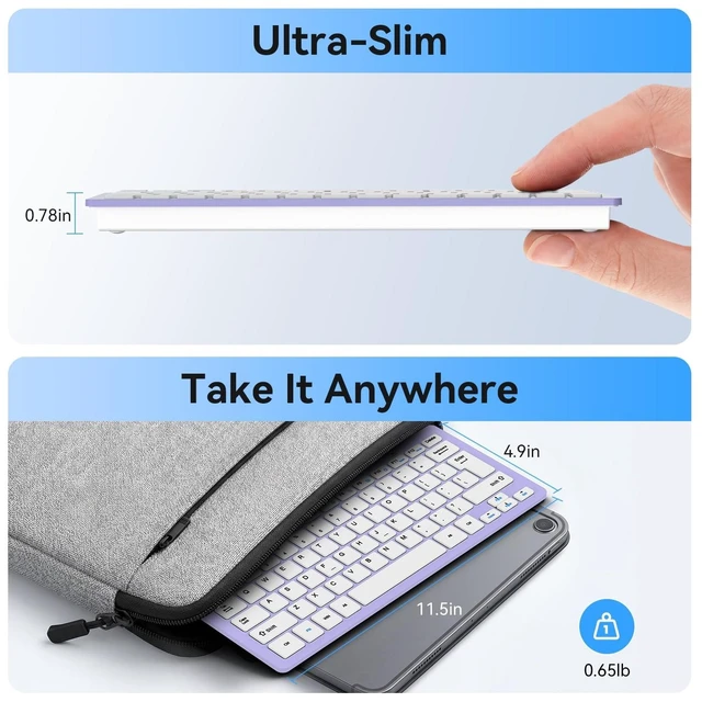 Alt view image 2 of 5 - TECKNET Wireless Keyboard and Mouse Combo, Mini Cordless Computer Keyboard and Mouse Set 2.4GHz, Silent Adjustable 1600 DPI, Quiet Click, Lag-Free for Computer, Laptop, PC, Windows, Mac, Chrome