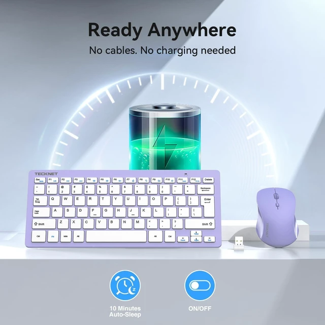 Alt view image 5 of 5 - TECKNET Wireless Keyboard and Mouse Combo, Mini Cordless Computer Keyboard and Mouse Set 2.4GHz, Silent Adjustable 1600 DPI, Quiet Click, Lag-Free for Computer, Laptop, PC, Windows, Mac, Chrome